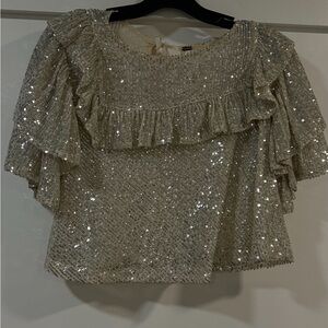 Free People Elegant Sequin Ruffle Top